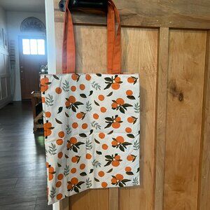 Reusable Orange Fruit Print Canvas Tote Bag NEW in package